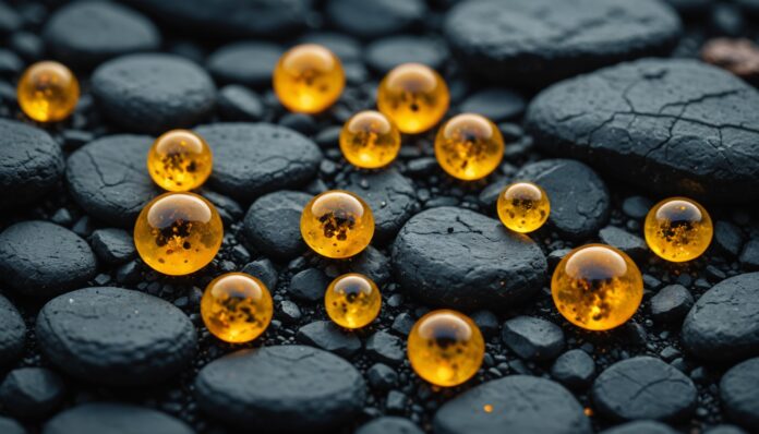 Fragments d'ambre de 385 millions d'années piégés dans du charbon