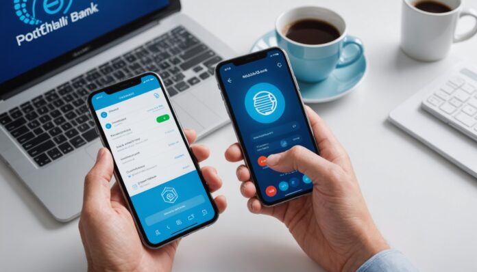 Smartphone affichant une application de paiement bancaire mobile