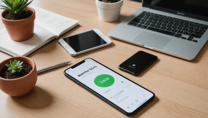 Smartphone affichant une application bancaire, symbole de l'arrivée du Livret A chez une néobanque